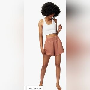 Spiritual Gangster Athletic Shorts With Pockets in A Rust Color